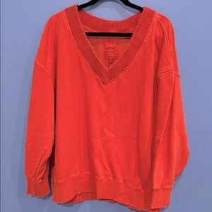 Aerie Red V-Neck Sweatshirt